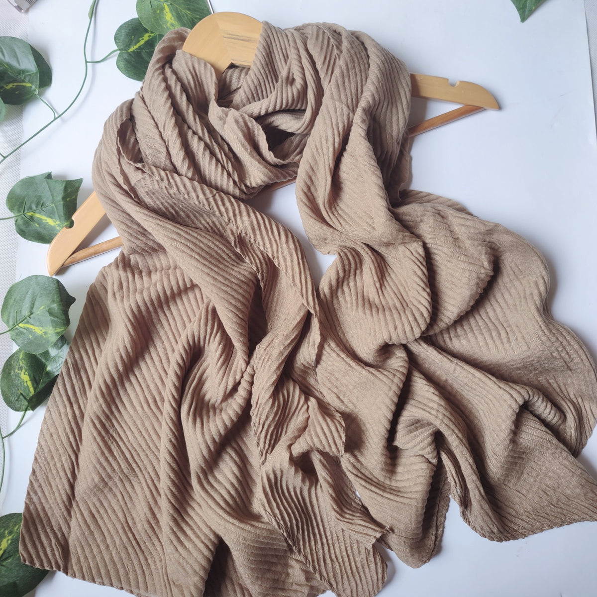 Pleated Hijabs - Warm Beige