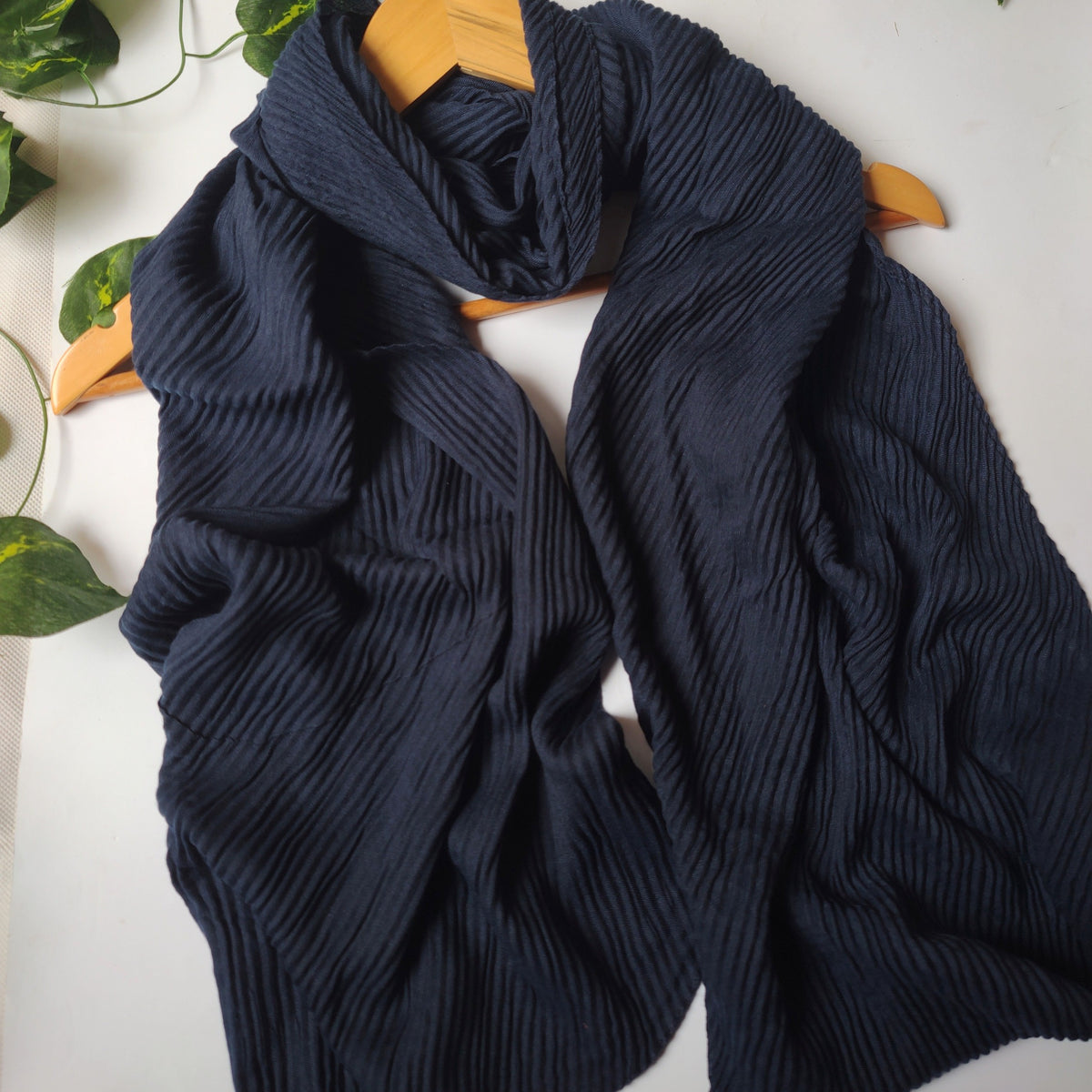 Pleated Hijabs - Navy Blue