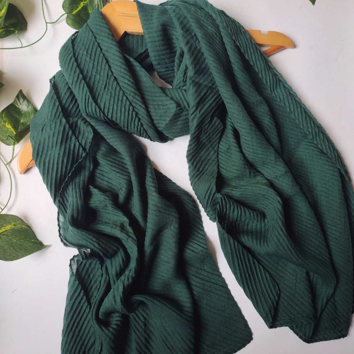 Pleated Hijabs - Dark Green