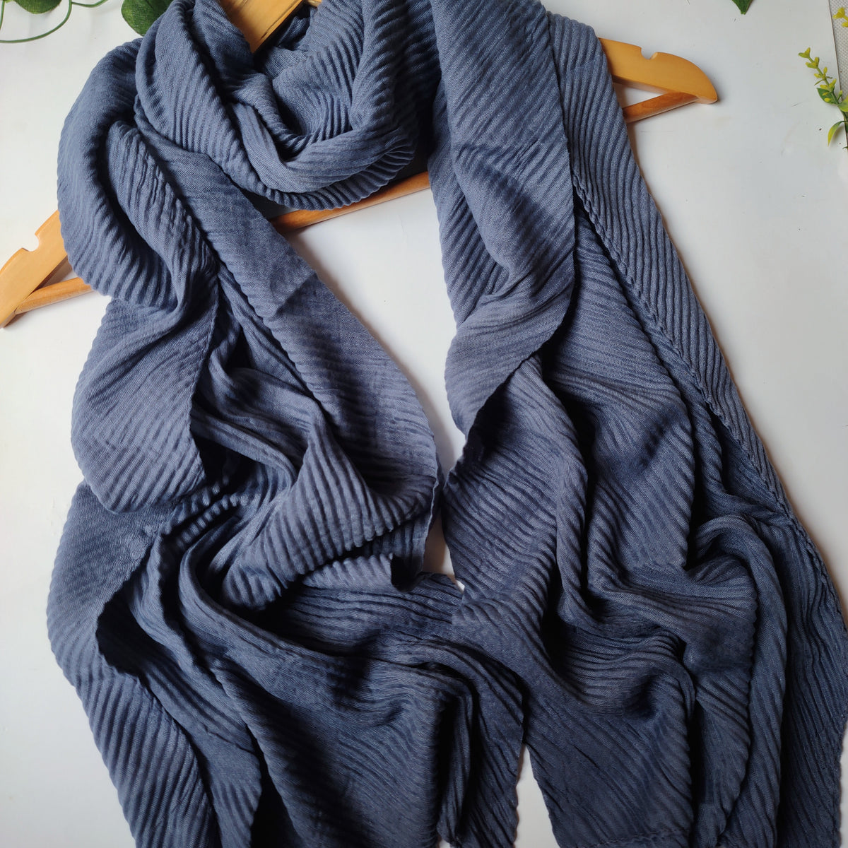 Pleated Hijabs - Dull Navy