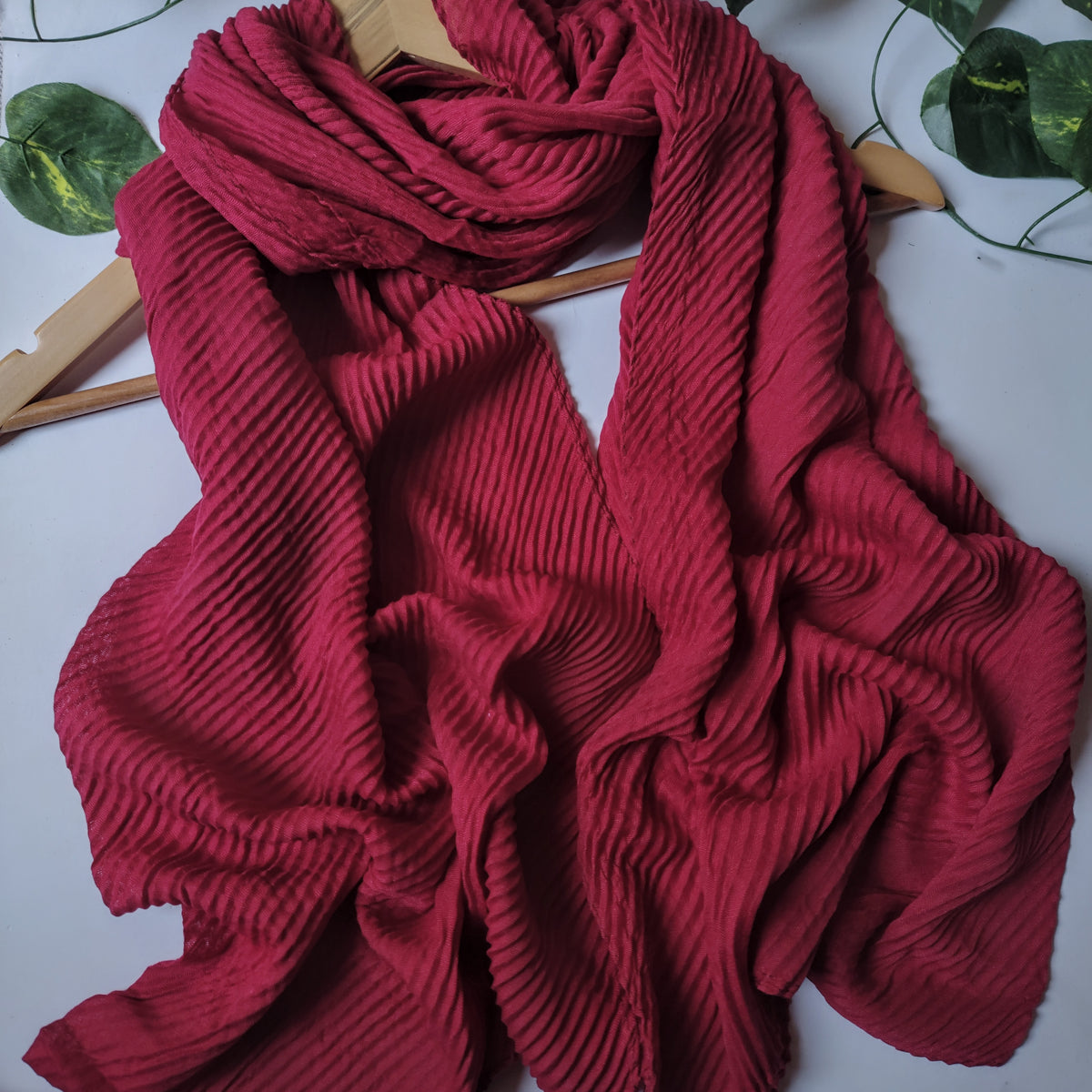 Pleated Hijabs - Maroon