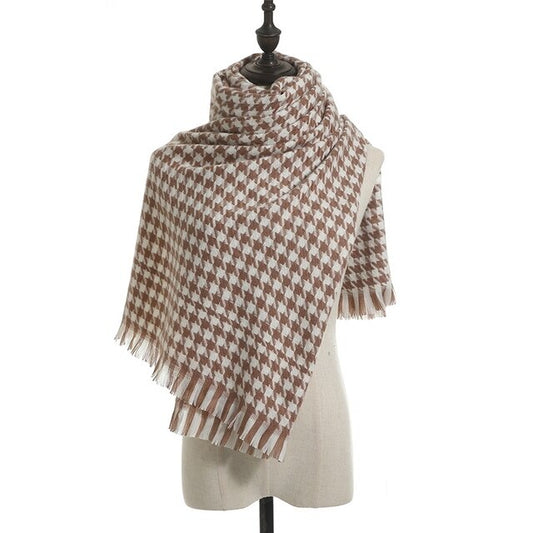 Houndstooth Pattern Hijab – Beige 640