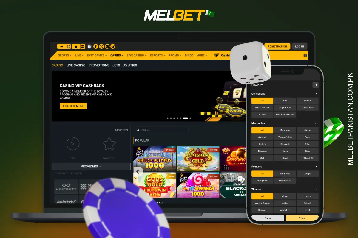 Melbet Casino offers over 7,000 games with progressive jackpots, live dealers and secure gaming on any device for players from Pakistan