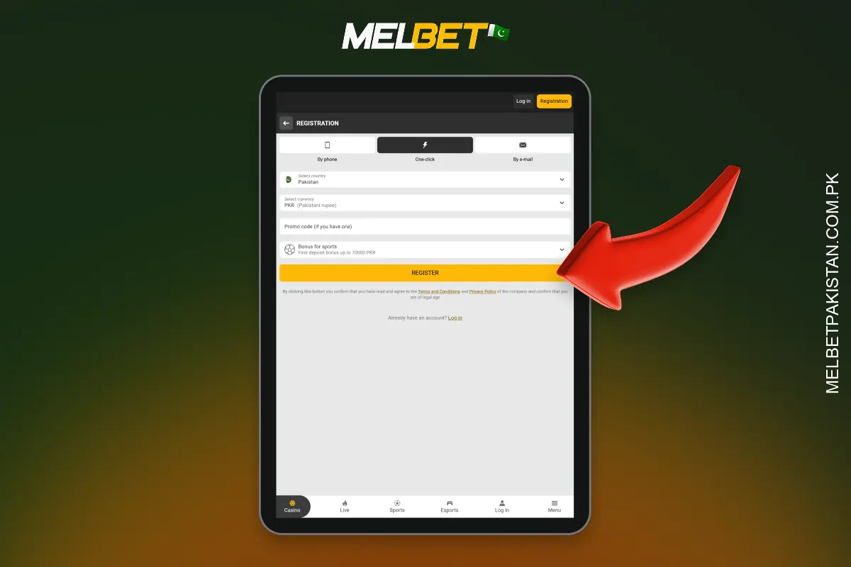To place your first bet on Melbet Pakistan, you need to register