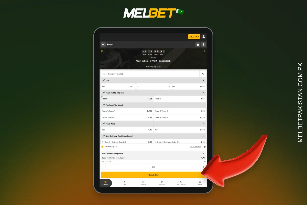 Place a bet on Melbet Pakistan, wait for the event to be settled, and instantly receive your winnings in your account with the option of quick withdrawal